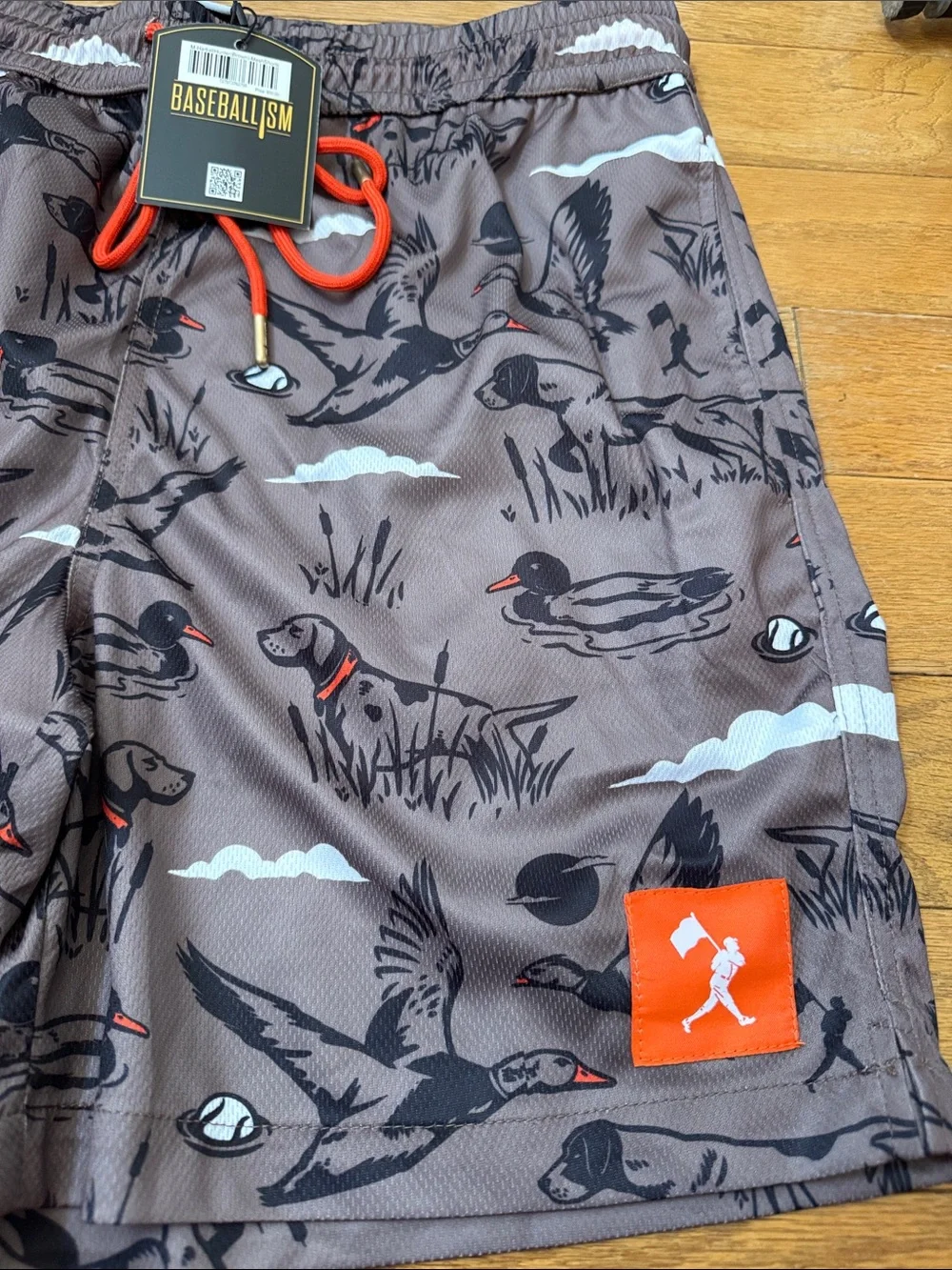 Men’s Brown Duck-Print Swim Trunks